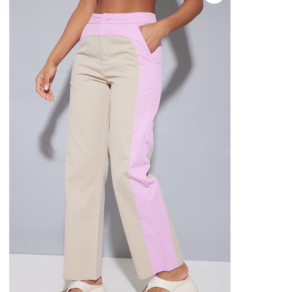 Pretty little things Lilac Twin Contrast Panel Straight Leg Pants